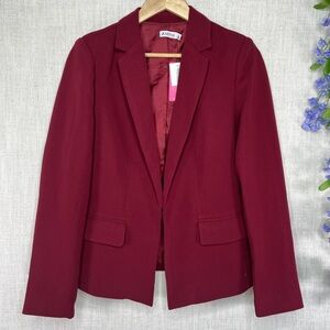 NEW JustFab Burgundy Long Sleeve Collar Business Pro Suit Jacket Blazer Medium